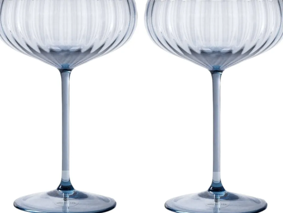 Discount Anna von Lipa Lyon Champagneskål 2 stk. 21 cl, Blue Smoke