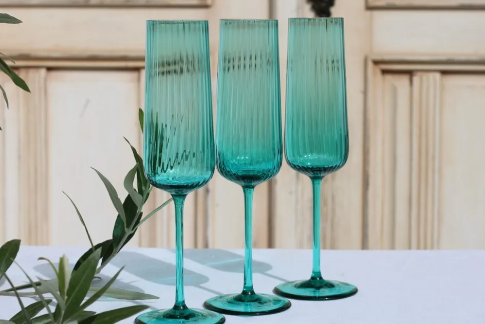 Hot Anna von Lipa Ripple Champagneglas 2 stk. 20 cl, Turquoise