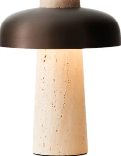Clearance Reverse Trådløs Bordlampe H24,5 cm , Beige/Bruneret Messing Bordlamper|Trådløse Lamper