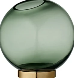 Discount AYTM GLOBE Vase m. Fod H17 cm, Forest/Guld