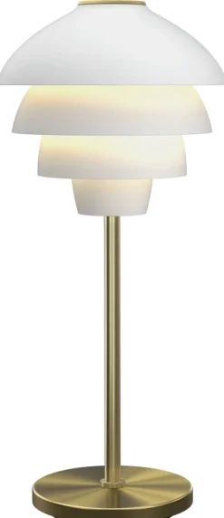 Belid Bordlamper > Valencia Bordlampe H41 cm, Mat Hvid/Messing