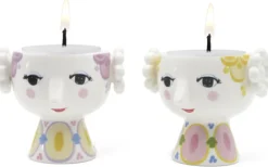 Online Eva Fyrfadsstage 2 stk. H6 cm, Gul/Lavendel Fyrfadsstager
