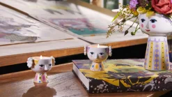Online Eva Fyrfadsstage 2 stk. H6 cm, Gul/Lavendel Fyrfadsstager