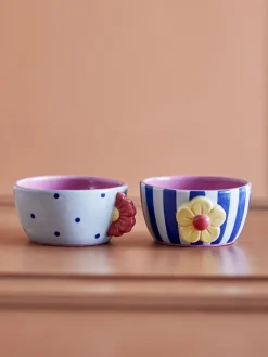 New Bloomingville Haisy Skål 2 stk. Ø12 cm, Hvid/Blå