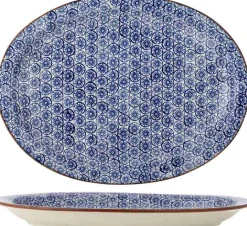New Bloomingville Karine Serveringsfad 35 cm, Blå