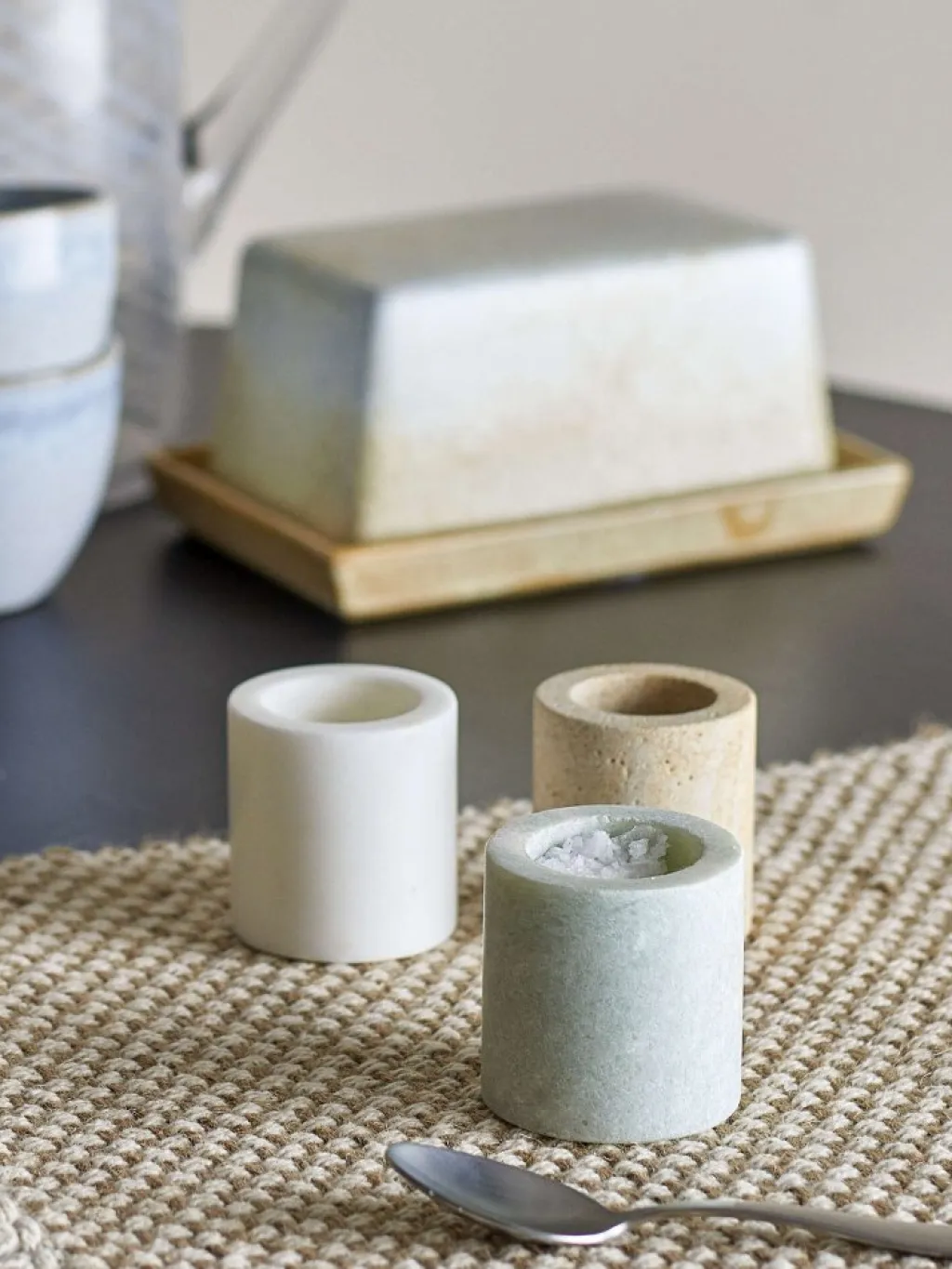 Kokui Krukke 3 stk. H5 cm, Marmor Salt Og Peber|Opbevaring Til Køkkenet