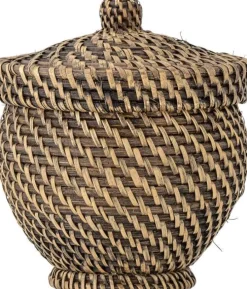 Bloomingville Kurve Og Kasser > Leoonie Kurv m. Låg H18 cm, Sort Rattan