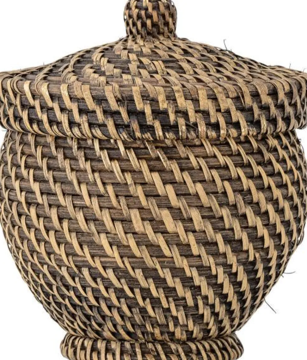 Bloomingville Kurve Og Kasser > Leoonie Kurv m. Låg H18 cm, Sort Rattan