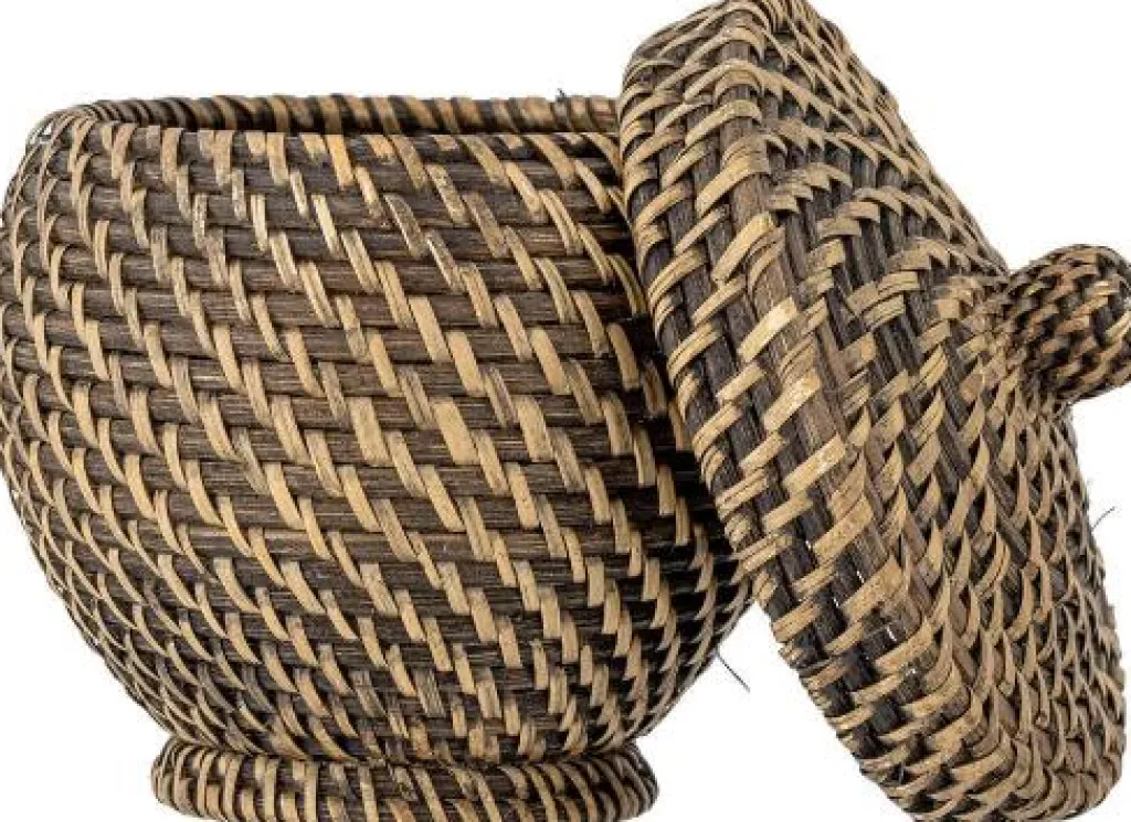 Bloomingville Kurve Og Kasser > Leoonie Kurv m. Låg H18 cm, Sort Rattan