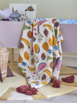 Hot Bloomingville mini Fruitta Plaid 130x160 cm, Gul