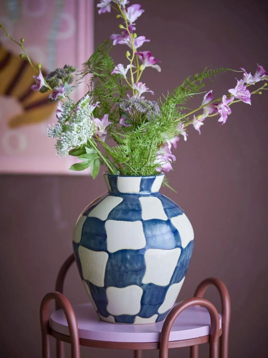 New Check Vase H24 cm, Blå Stue|Vaser