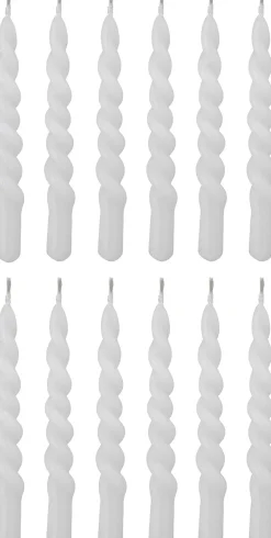 Best Bloomingville Twist Stearinlys 12 stk. ?1,2/H11 cm, Hvid