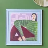 Sale Bloomingville Zoy Illustration m. Ramme 50x50 cm, Fyrretræ