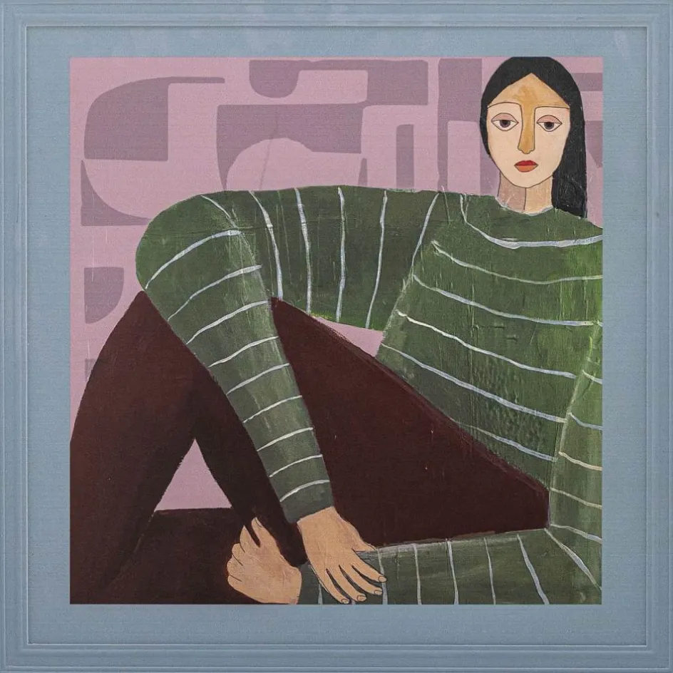 Sale Bloomingville Zoy Illustration m. Ramme 50x50 cm, Fyrretræ