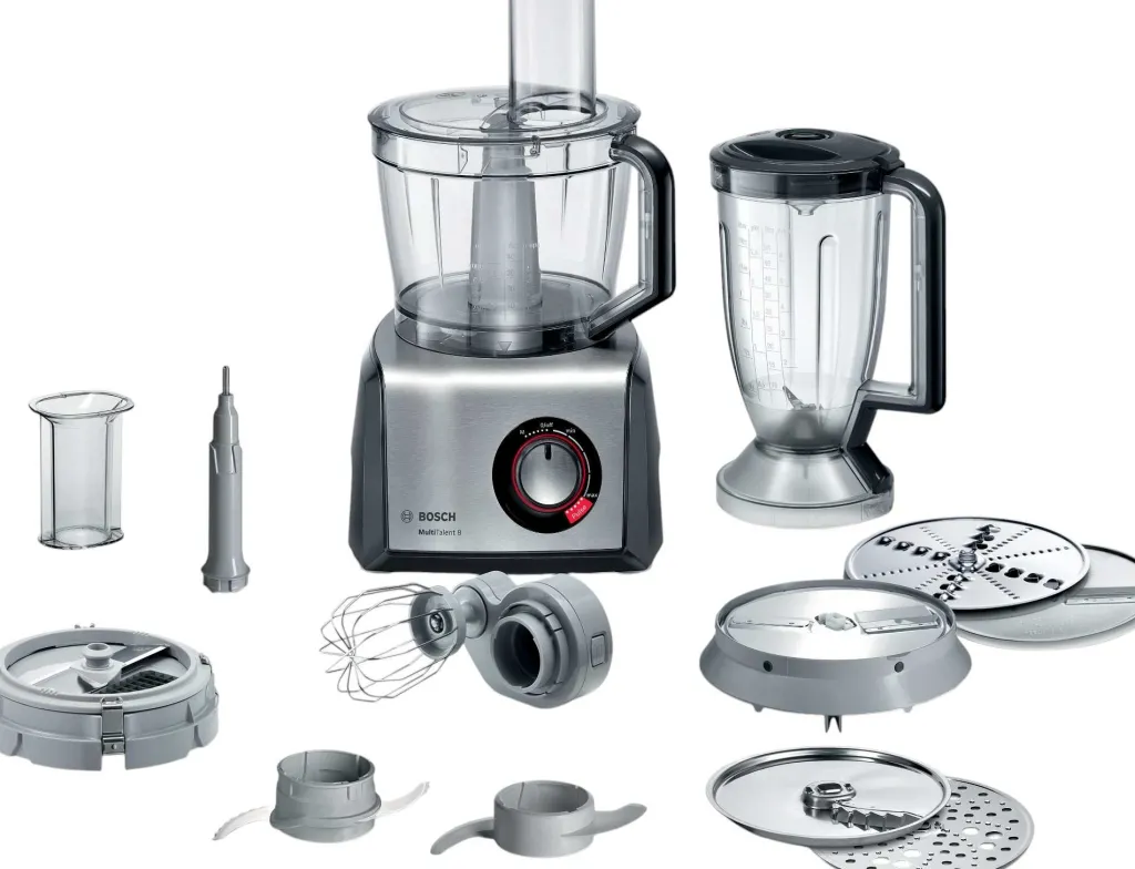 Bosch Foodprocessorer Og Minihakkere > MultiTalent 8 Foodprocessor 1250W inkl. 14 stk. Tilbehør, Sort/Rustfrit Stål