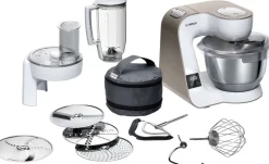 Hot Bosch Serie 4 Køkkenmaskine 1000W inkl. 10 stk. Tilbehør, Hvid/Champagne