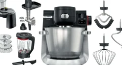 Hot Bosch Serie 6 Køkkenmaskine 1600W inkl. 14 stk. Tilbehør, Sort/Rustfrit Stål