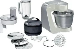 Bosch Røremaskiner Og Tilbehør|Røremaskiner > Serie 4 Køkkenmaskine 1000W inkl. 9 stk Tilbehør, Grå/Sølv