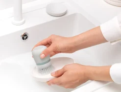 New Brabantia Opvaskebørste m. Sæbedispenser, Lysegrå