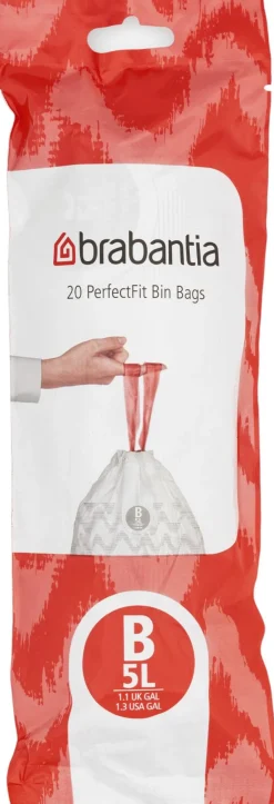 Clearance PerfectFit Affaldspose B 20 stk. 5 L, Hvid Affaldsspande Og Tilbehør|Affaldsspande