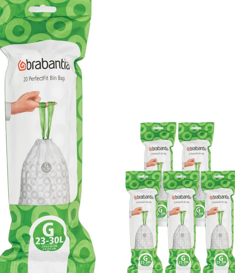 Discount Brabantia PerfectFit Affaldspose G 120 stk. 23-30 L, Hvid