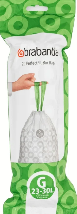Clearance PerfectFit Affaldspose G 20 stk. 23-30 L, Hvid Affaldsspande Og Tilbehør|Affaldsspande
