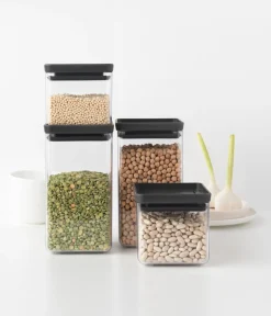 Outlet Brabantia Tasty+ Opbevaringsglas Stabelbare 4 stk., Mørkegrå