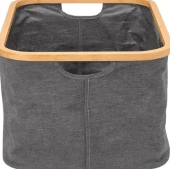 Clearance Brabantia Vasketøjskurv m. Bambuskant Foldbar 40 L, Pepper Black
