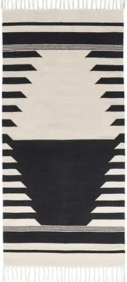 Clearance Broste Copenhagen Iselin Gulvtæppe 70x140 cm, Black/Off White