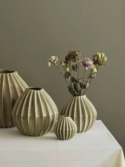 Clearance Broste Copenhagen Wide Vase H, Grøn