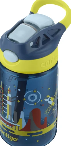 Clearance Contigo Kids Gizmo Drikkeflaske m. Sugerør 420 ml, Blå/Gul Raket