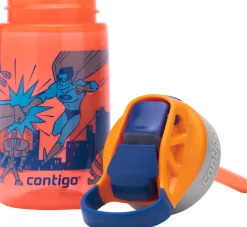 Sale Contigo Kids Gizmo Drikkeflaske m. Sugerør 420 ml, Blå/Orange Superhelt