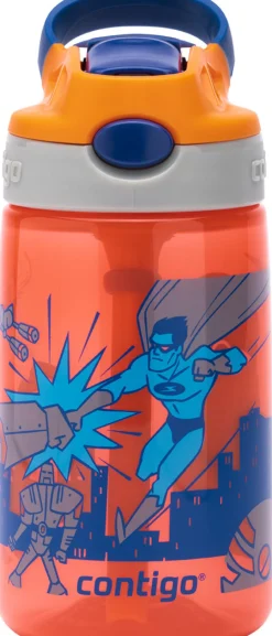 Sale Contigo Kids Gizmo Drikkeflaske m. Sugerør 420 ml, Blå/Orange Superhelt