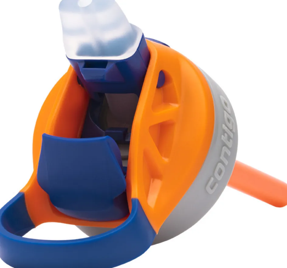 Sale Contigo Kids Gizmo Drikkeflaske m. Sugerør 420 ml, Blå/Orange Superhelt