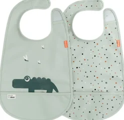 Discount Croco Hagesmæk m. Velcro 2 stk, Grøn Børn Hagesmække Og Savlesmække|Hagesmække