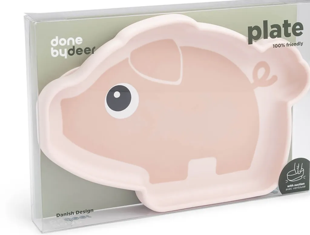 Børn Done By Deer Børnetallerkener|Børnetallerkener > Pigee Stick&Stay Tallerken 14,5x20,5 cm, Pudder
