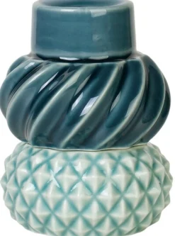 Discount Nordic Design Samsurium Lysestage 2 stk. ?6,8 cm, Petrol/Peacock Lysestager