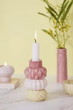 Dottir Lysestager > Nordic Design Samsurium Lysestage 3 stk. H12,4 cm , Mimosa/Blush/Powder