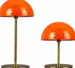 Outlet Dyberg Larsen Along Trådløs Minibordlampe LED 2 stk, Orange/Messing