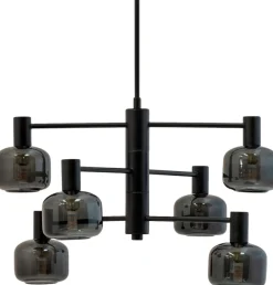 Clearance Dyberg Larsen Arp Lysekrone 6 Kupler Ø50 cm, Sort/Smoke