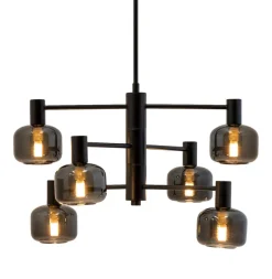 Clearance Dyberg Larsen Arp Lysekrone 6 Kupler Ø50 cm, Sort/Smoke