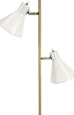 Online Dyberg Larsen Gulvlampe Sleep H165 cm, Hvid/Antik Messing