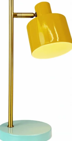 Dyberg Larsen Ocean Trådløs Bordlampe Mini LED H28 cm, Karry/Messing/Turkis