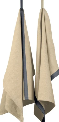 Sale Ekta Living Viskestykke 2 stk. 50x70 cm, Taupe/Blå