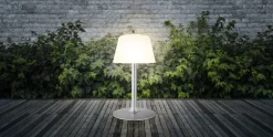 Online SunLight Loungelampe H, Hvid/Stål Lamper Til Haven Og Terrassen|Solcellelamper
