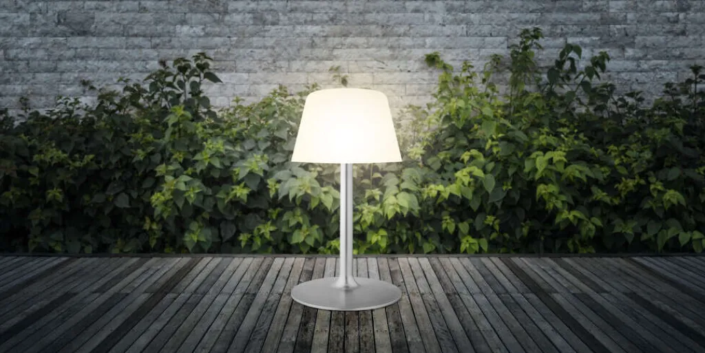Online SunLight Loungelampe H, Hvid/Stål Lamper Til Haven Og Terrassen|Solcellelamper