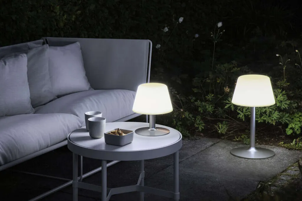 New SunLight Loungelampe H, Hvid/Stål Udendørs Bordlamper|Lamper Til Haven Og Terrassen