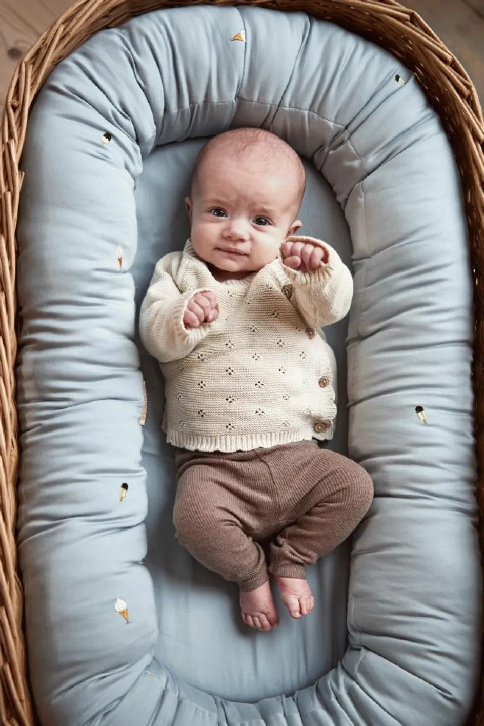 Sale FILIBABBA Babynest 2. Generation Cool Summer 56x89 cm, Pearl Blue