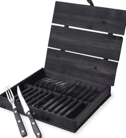 New Old Farmer Black Steakbestik , Sort/Stål Steakbestik|Bestiksæt
