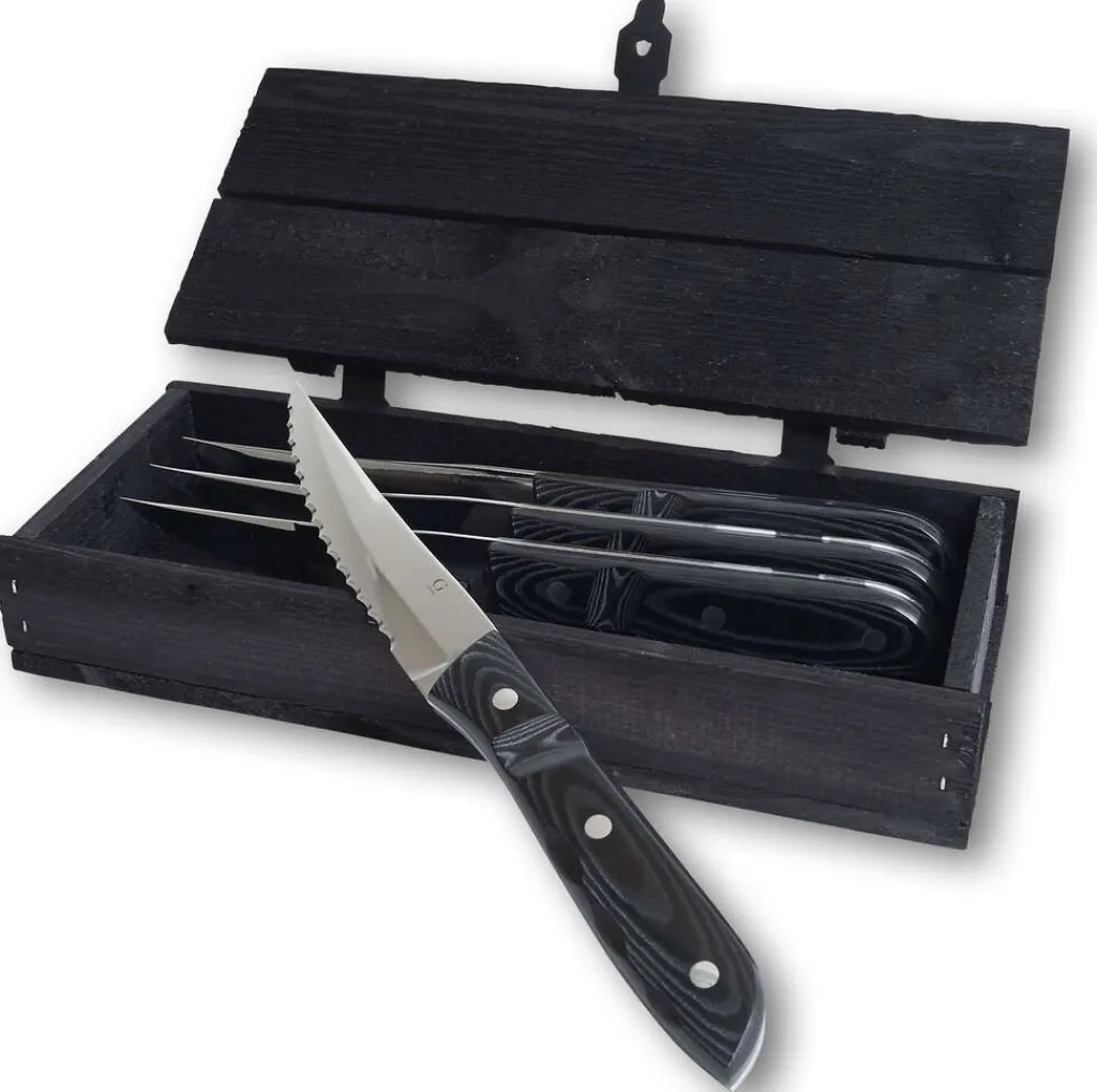 Discount Old Farmer Micarta Steakkniv XL 4 stk, Sort/Stål Steakbestik